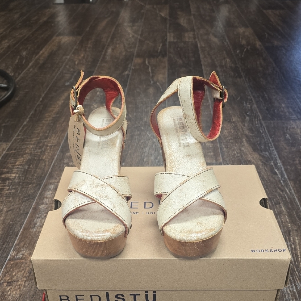 BED|STU Women's Tan Leather Platform Sandals - Picture 2 of 6